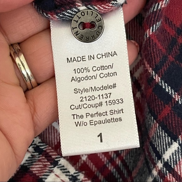 Current/ Elliott The Perfect Tartan Plaid Flannel Shirt Cotton Size S - Picture 9 of 10